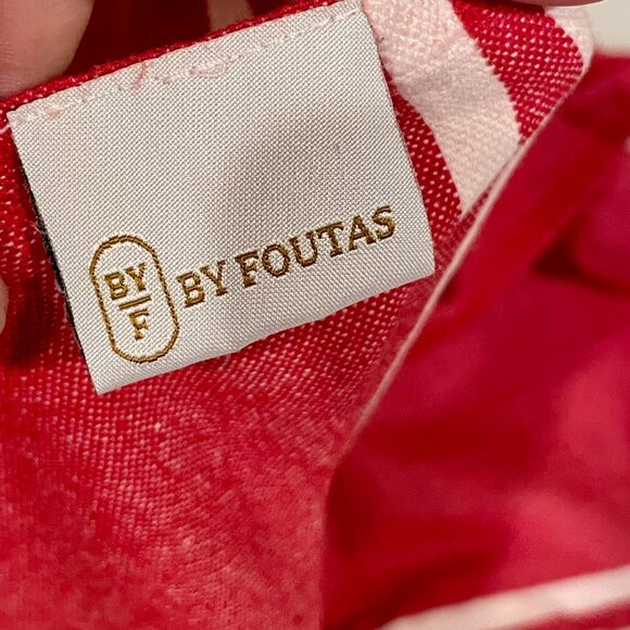 By Foutas Edmiston Red Rectangle Scarf Fringe Trim Lightweight Wrap Shawl - Picture 2 of 6